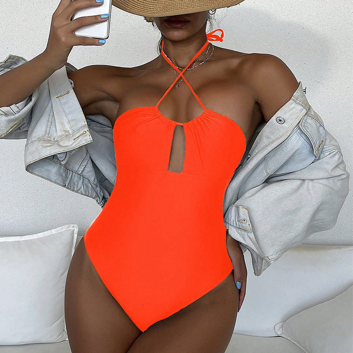 Women's one-piece swimsuit with adjustable lacing and modern cut-out details