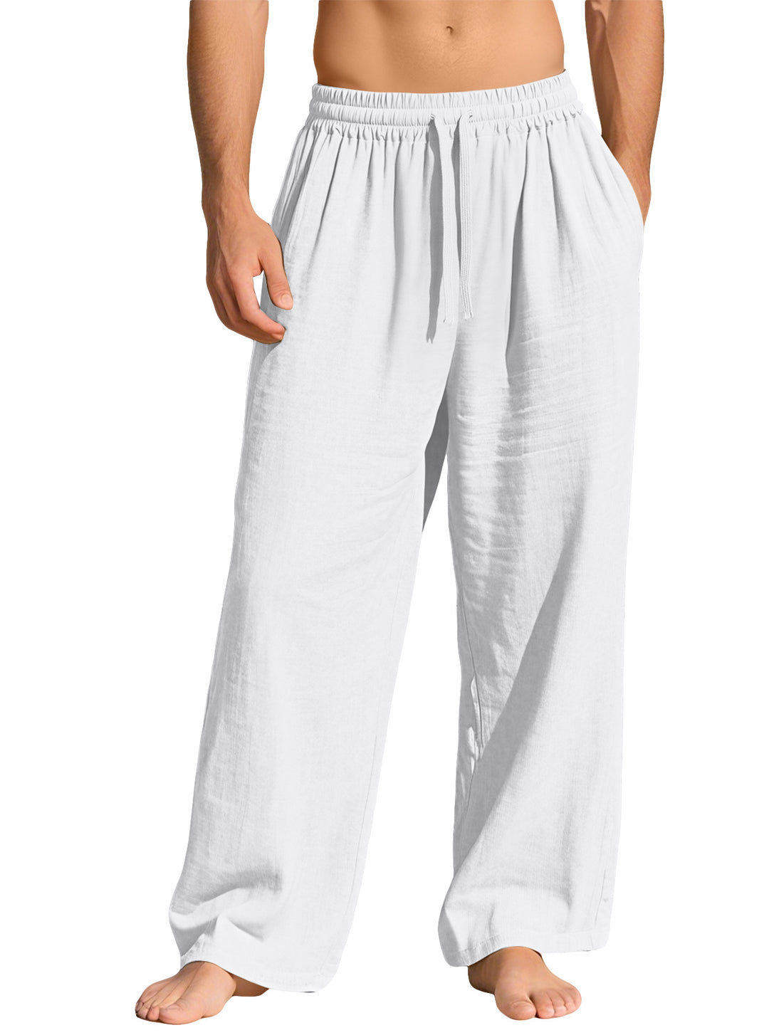 Men's lightweight linen lounge pants with elastic waistband and side pockets StylebySassy