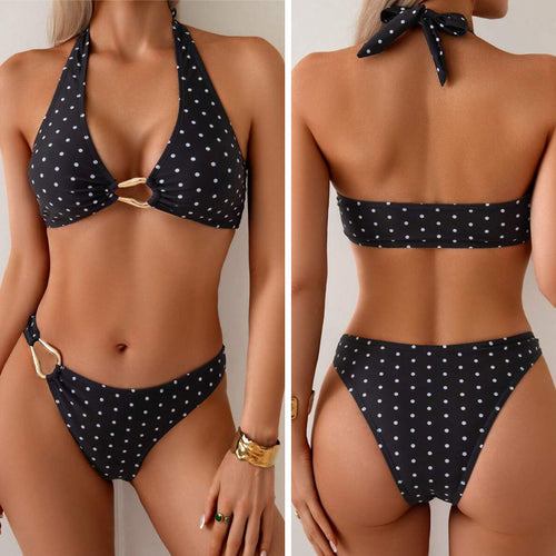 Women Triangle Bikini with decorative ring fasteners StylebySassy