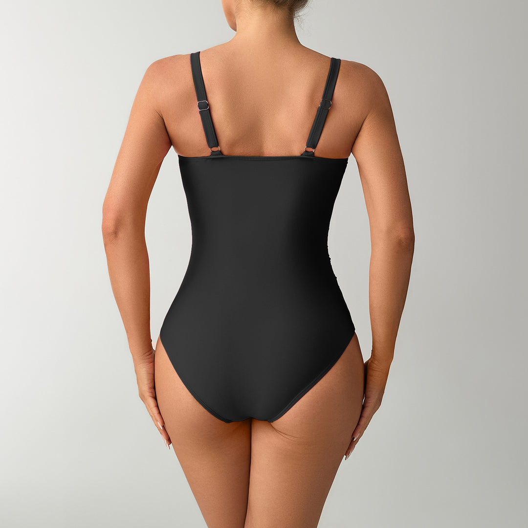Women's One-Piece Swimsuit with Fashionable Wrap Design and Decorative Carrying Elements StylebySassy
