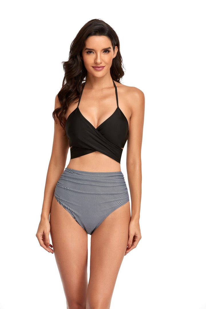 Women's High-Cut Bikini with Wrap Top and Floral Patterns StylebySassy