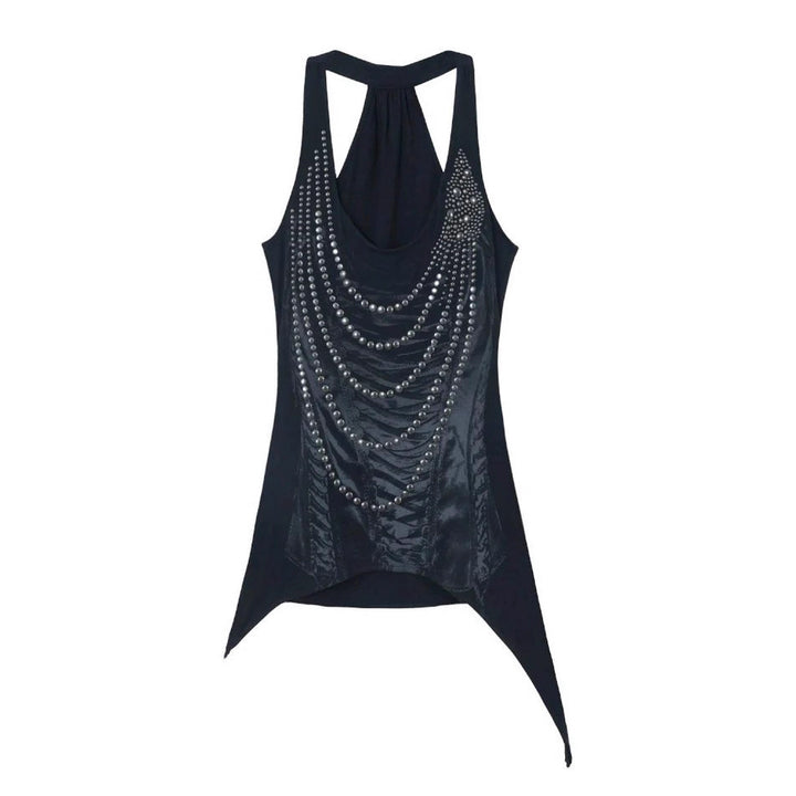 Women's Glittering Tank Top with Asymmetrical Cut StylebySassy