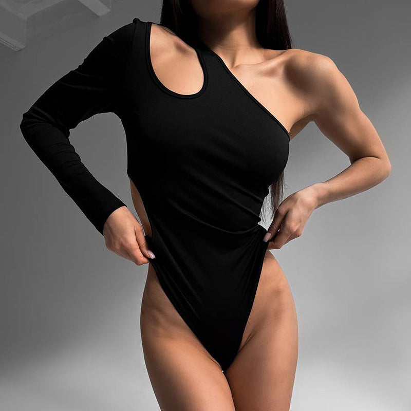 Women Off-Shoulder Bodysuit with Asymmetric Cut StylebySassy
