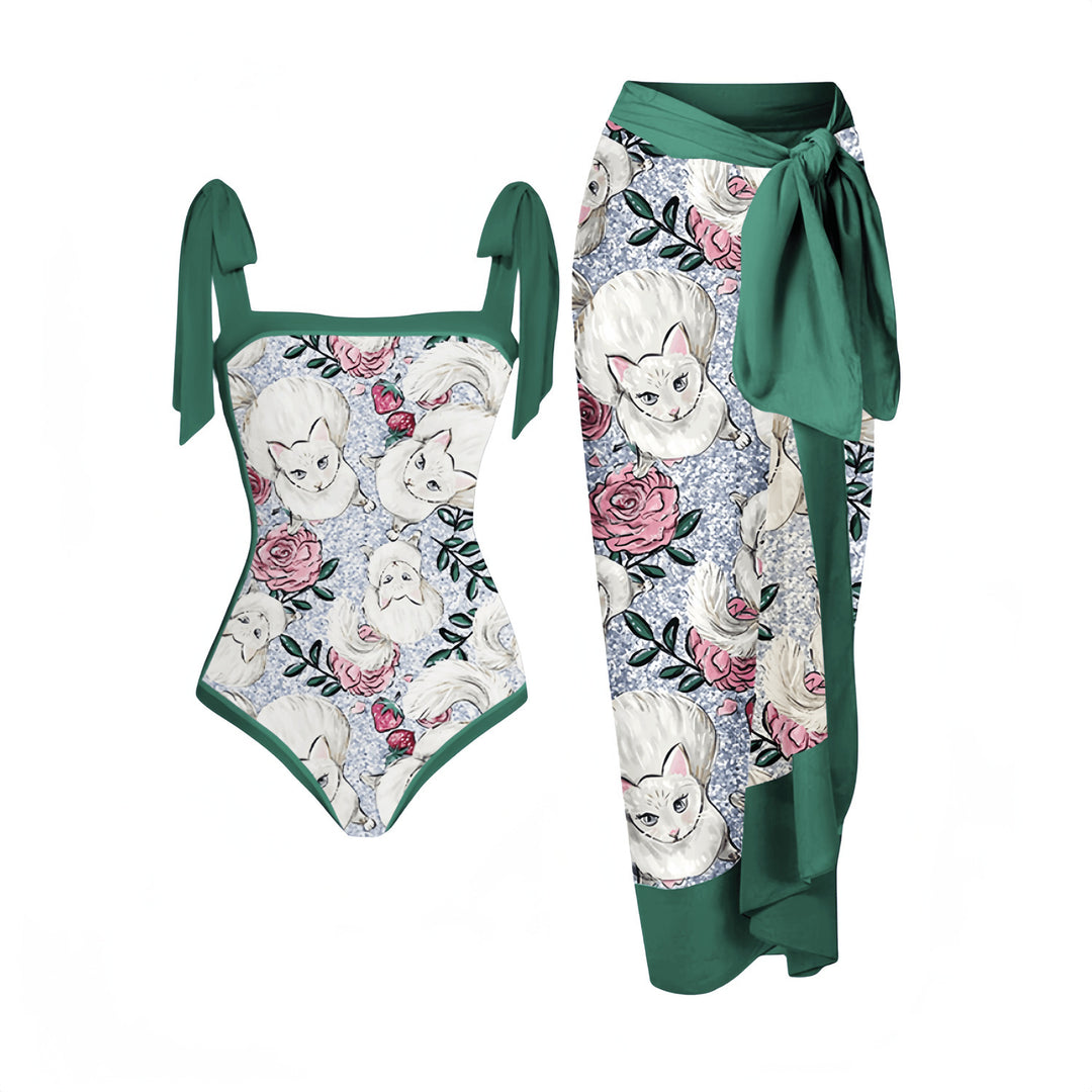 Women's Elegant Swimsuit with Matching Wrap Skirt StylebySassy