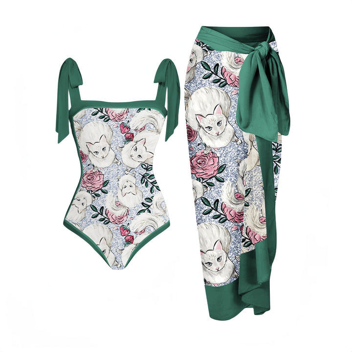 Women's Elegant Swimsuit with Matching Wrap Skirt StylebySassy