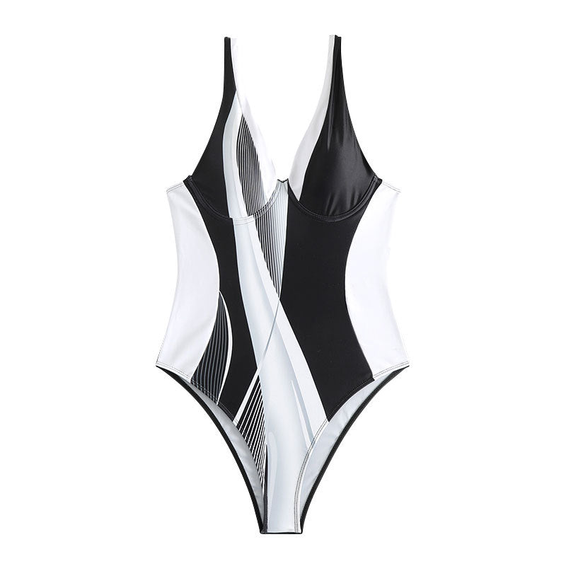 Women's one-piece swimsuit with stylish geometric design StylebySassy