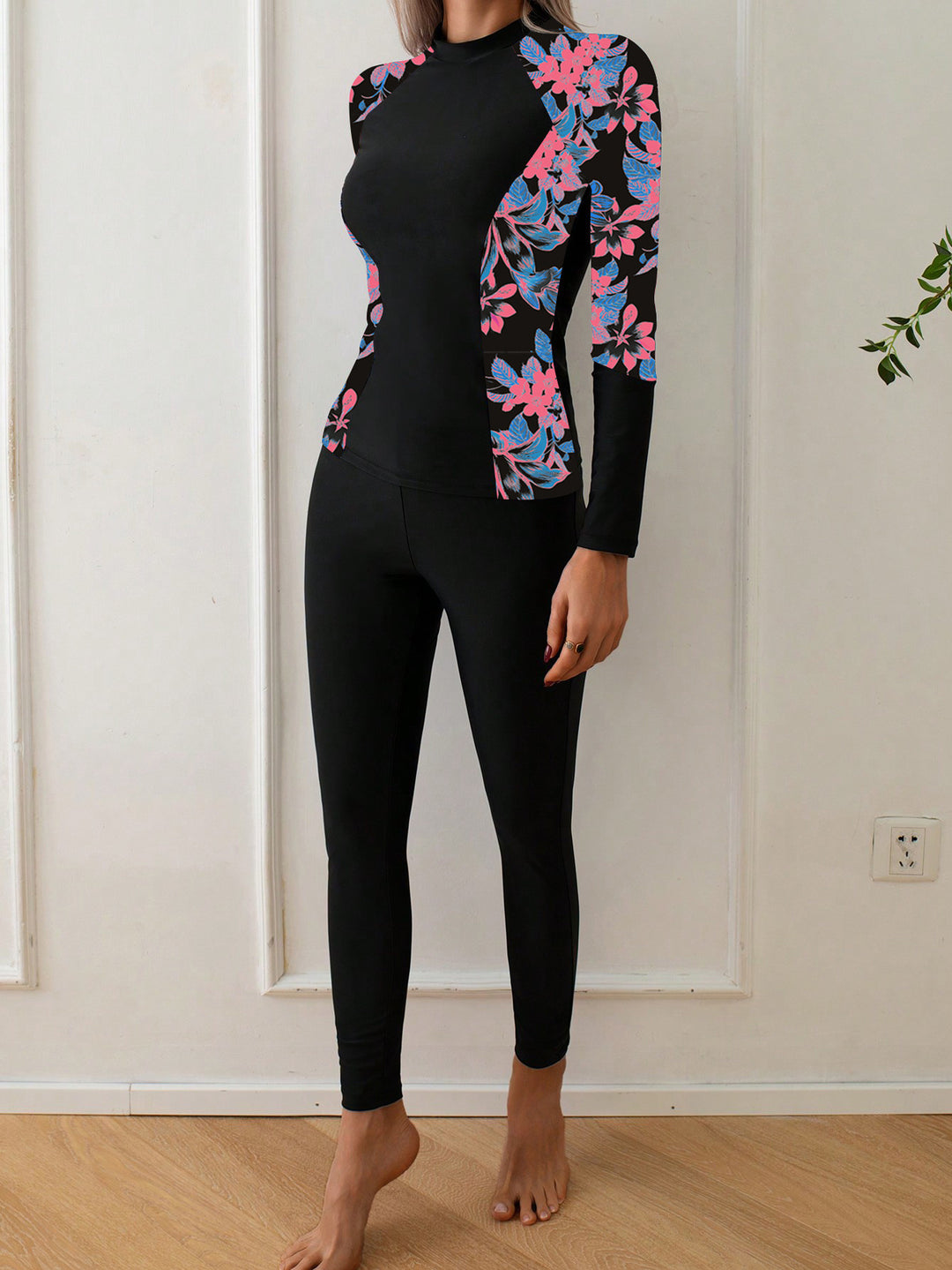 Women's Long Sleeve Rashguard with Floral Design StylebySassy