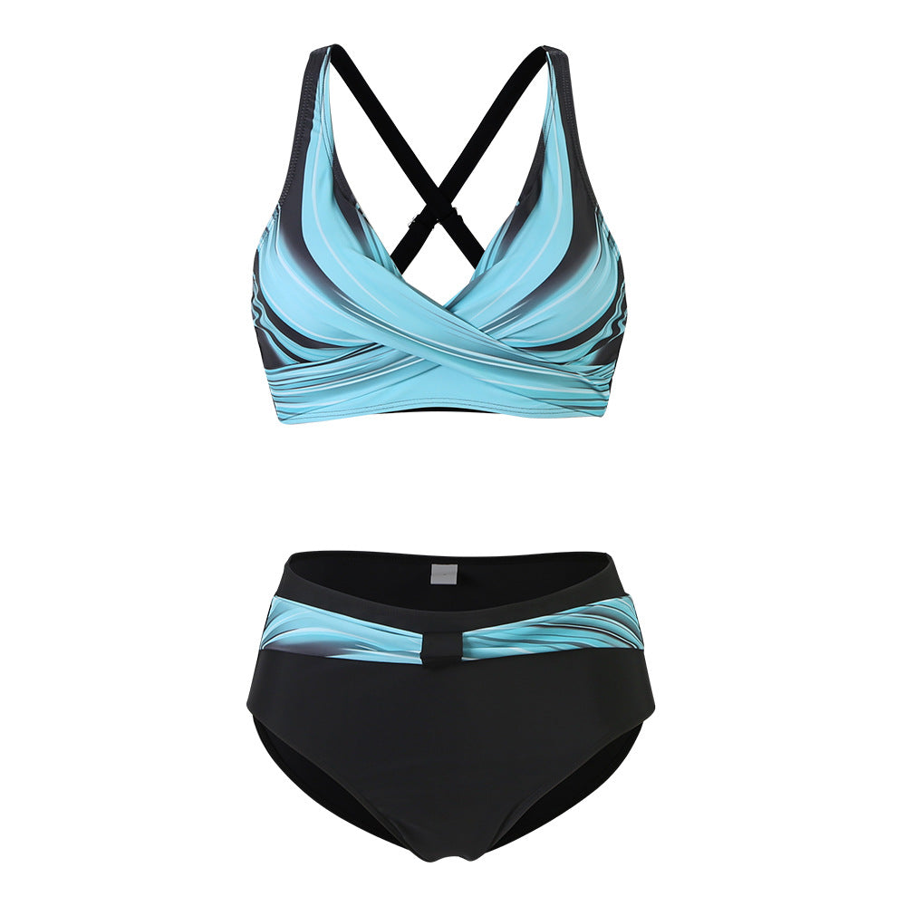 Women's sporty bikini set with trendy cut and modern graphic design StylebySassy