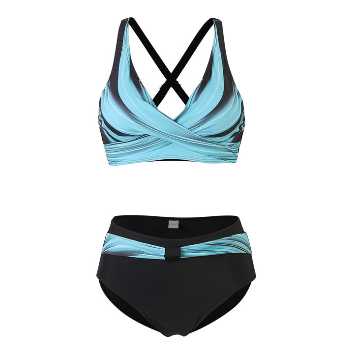 Women's sporty bikini set with trendy cut and modern graphic design StylebySassy