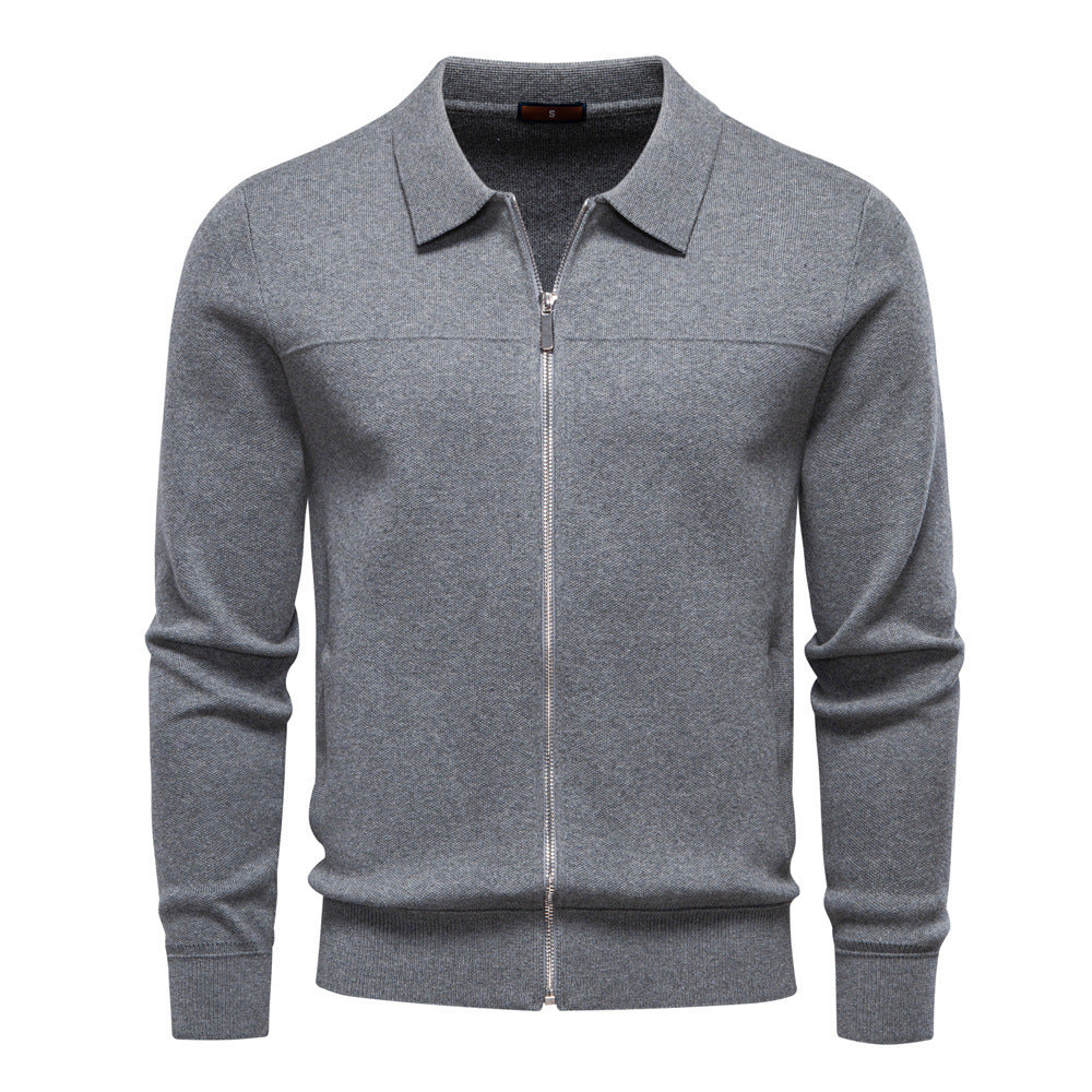 Men's fine knit zip jacket with kent collar and ribbed cuffs StylebySassy