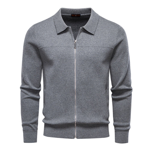 Men's fine knit zip jacket with kent collar and ribbed cuffs StylebySassy