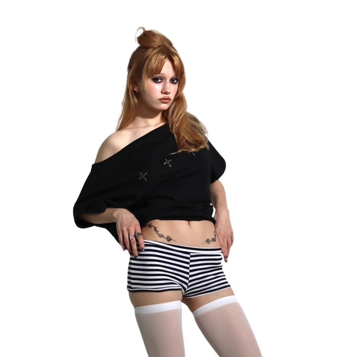 Women Oversized Shirt with Glittering Graphic Element StylebySassy