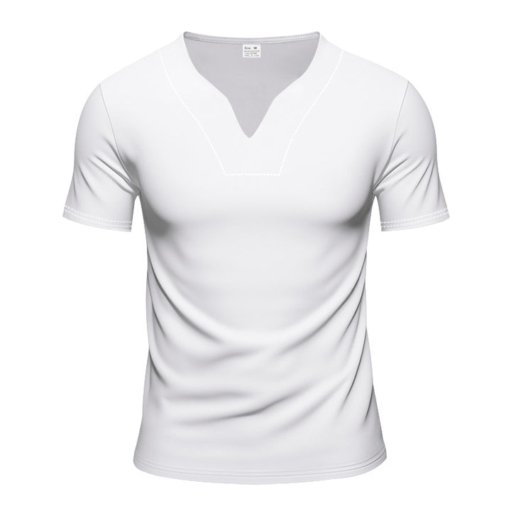 Men's V-neck sports shirt with ergonomic design seams and elastic jersey StylebySassy