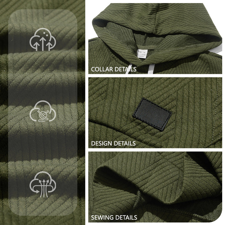 Men's sleeveless hoodie lounge set made of textured cotton blend with kangaroo pocket and elastic leisure pants StylebySassy