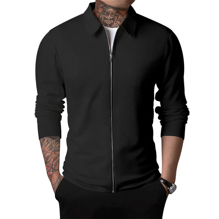 Men's nano structured shirt jacket with waffle structure, full-length zipper and slim fit StylebySassy