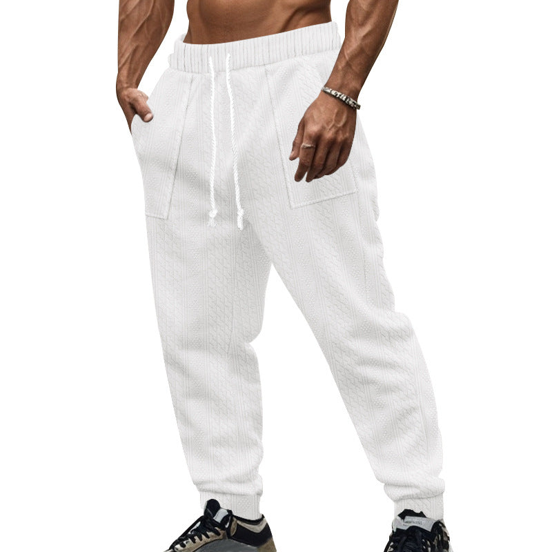 Men's cable knit joggers with drawstring waistband and patch pockets StylebySassy
