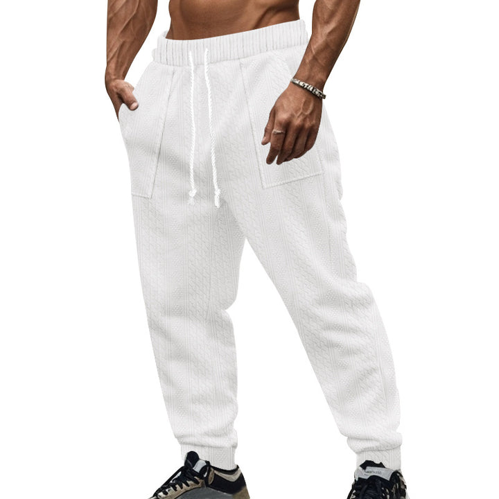 Men's cable knit joggers with drawstring waistband and patch pockets StylebySassy