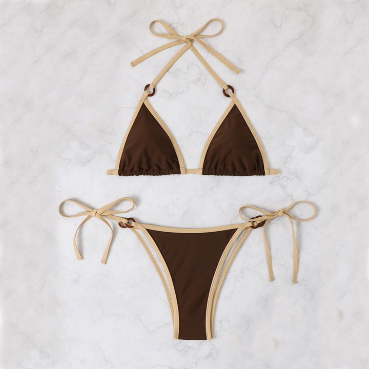 Ladies triangle bikini with adjustable straps and ring details StylebySassy