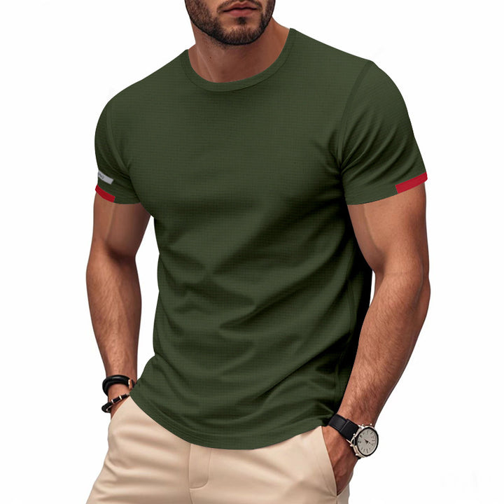 Men's nan athletic functional T-shirt with round neck, body-hugging stretch cut and contrasting sleeve hem StylebySassy