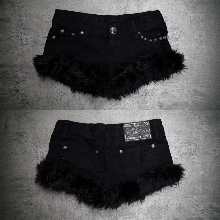 Women Short Jeans with Fluffy Hem StylebySassy