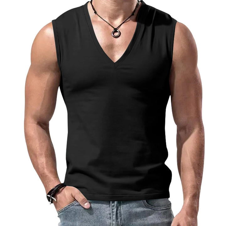 Men's form-fitting sleeveless V-neck muscle shirt StylebySassy