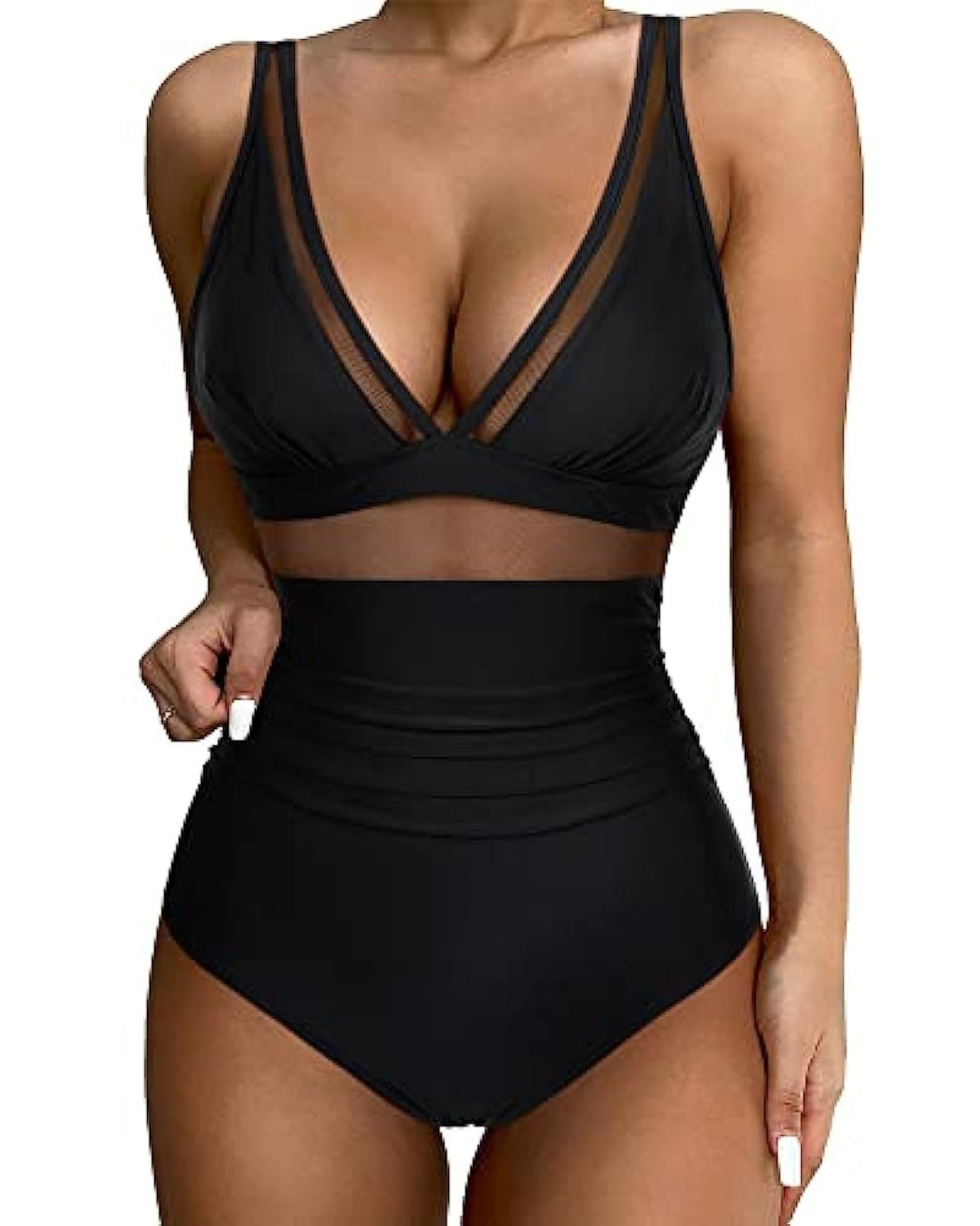 Women High-Cut Swimsuit with Transparent Inserts StylebySassy