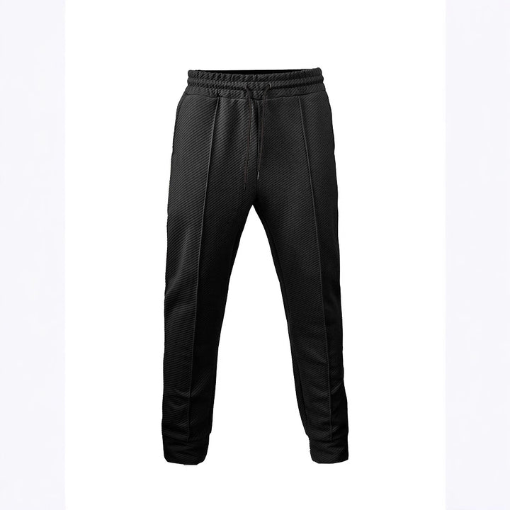 Men's diagonal structured comfort jog pants with pre-shaped inseam and ribbed ankle cuff StylebySassy