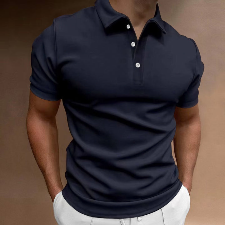 Men's slim fit stretch polo shirt with kent collar and elastic hem StylebySassy