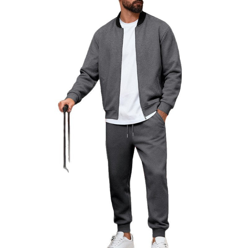 Men's sporty leisure suit made of soft cotton blend with zip jacket and elastic jogging pants StylebySassy