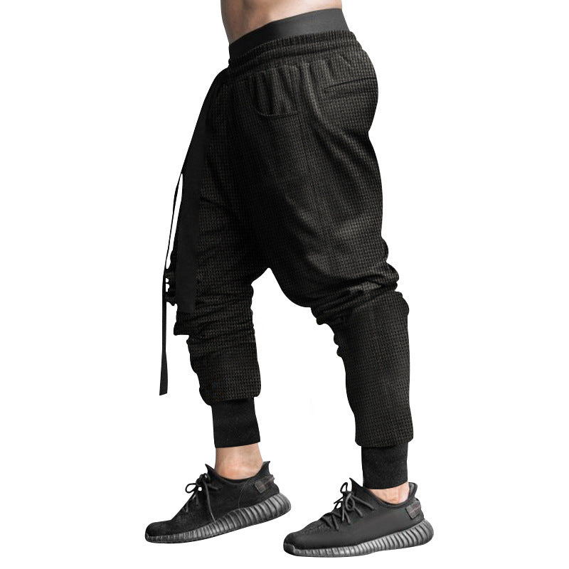 Men's waffle texture joggers with a low rise elastic comfort waistband and tapered leg opening StylebySassy