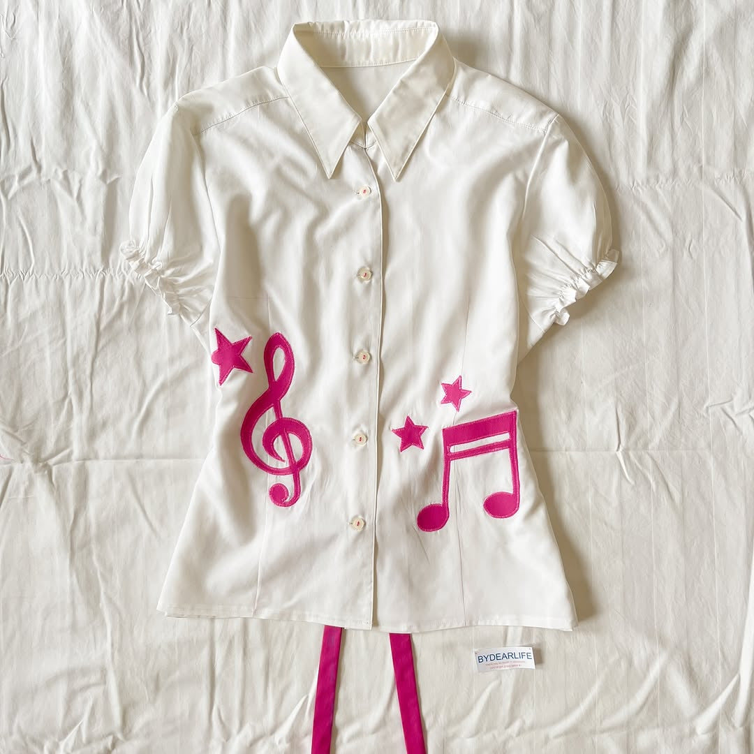 Ladies Musical Short Sleeve Shirt StylebySassy