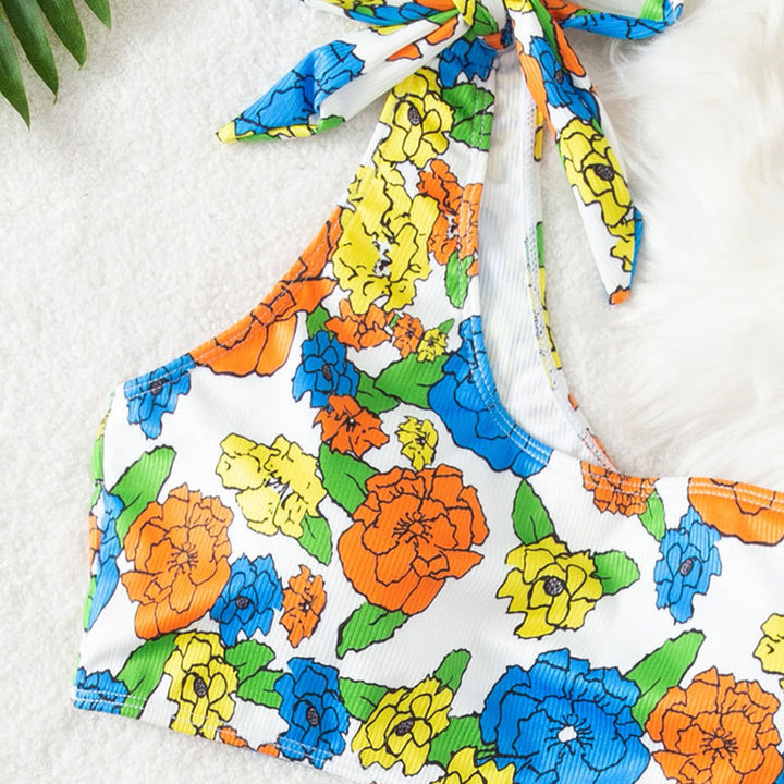 Ladies One-Sided Bikini with Floral Design and Adjustable Strap StylebySassy
