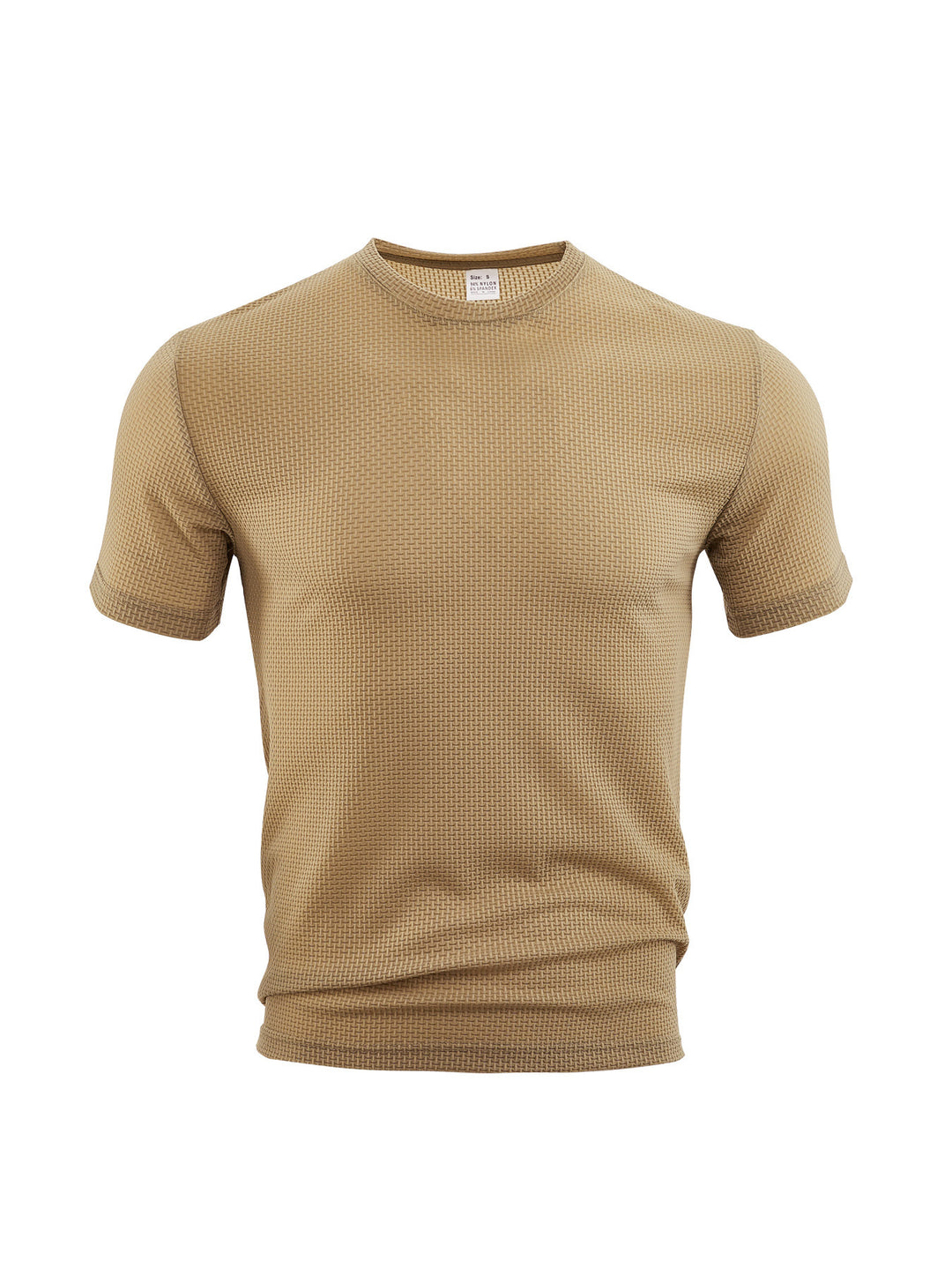 Men's waffle structure T-shirt with round neckline and body-hugging fit StylebySassy