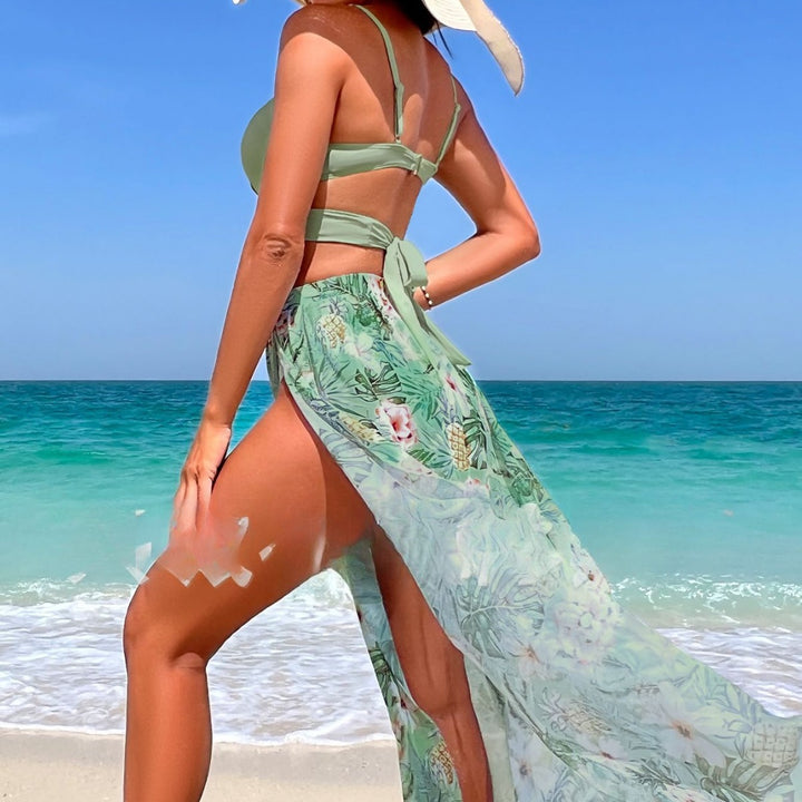 Women's bikini set with wrap skirt and floral design StylebySassy