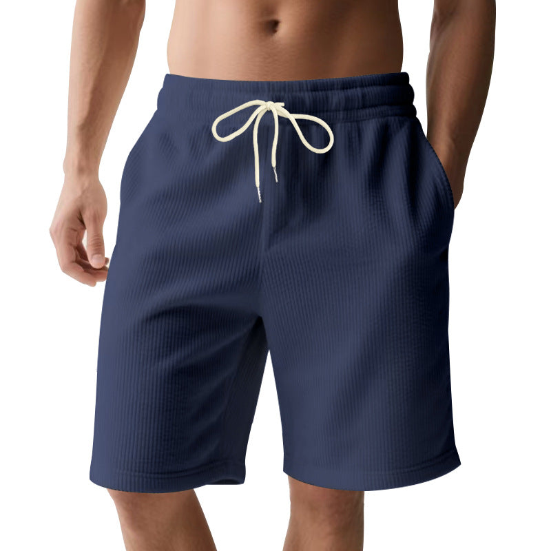 Men's knee-length Bermuda shorts with elastic waistband, drawstring, and side pockets StylebySassy