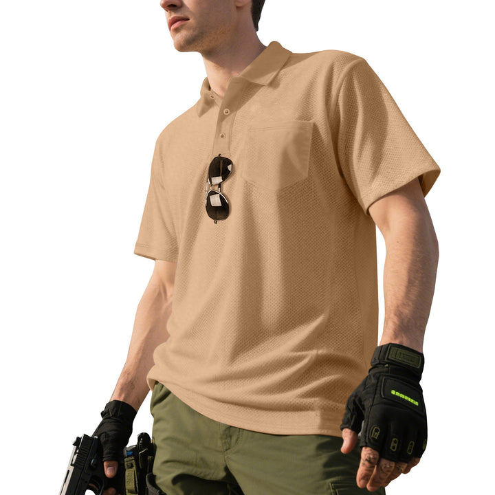Men's functional short-sleeve polo shirt with breast pocket, integrated pen loop and micro-perforated ventilation StylebySassy