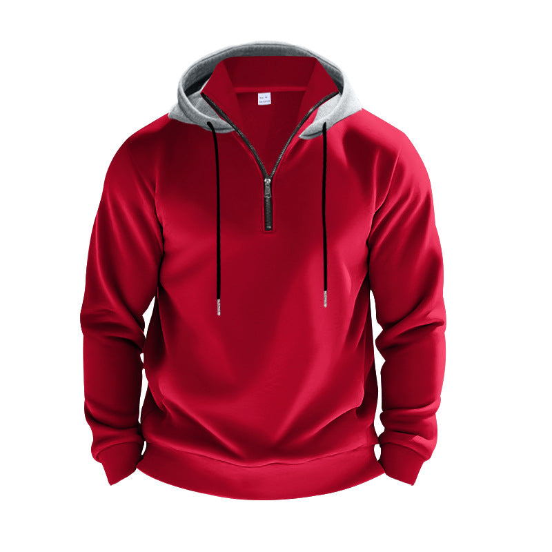 Men's hoodie with short zipper, double-layer hood and drawstring StylebySassy