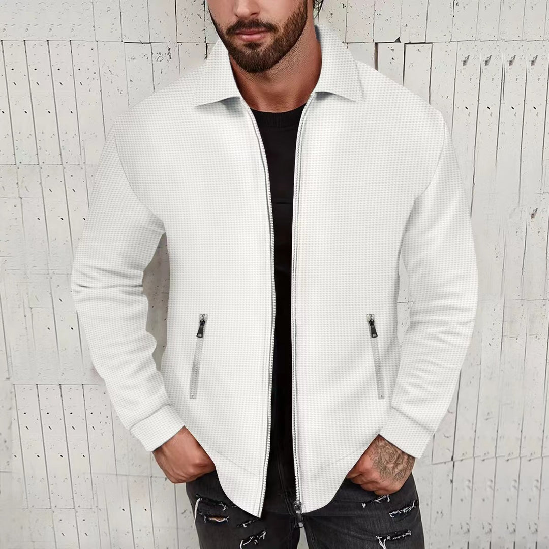 Men's nano structured shirt jacket with shirt collar two-way zipper and zippered pockets StylebySassy