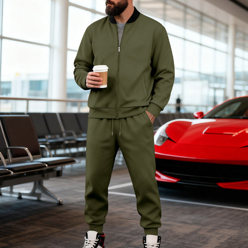 Men's sporty leisure suit made of soft cotton blend with zip jacket and elastic jogging pants StylebySassy