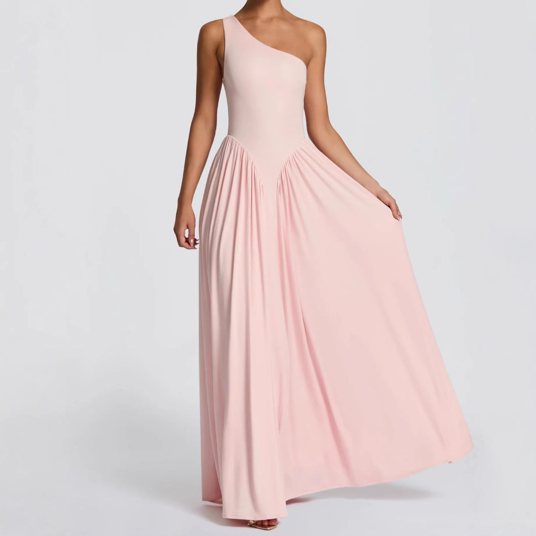 Women's maxi dress with off-shoulder design and flowing fabric StylebySassy