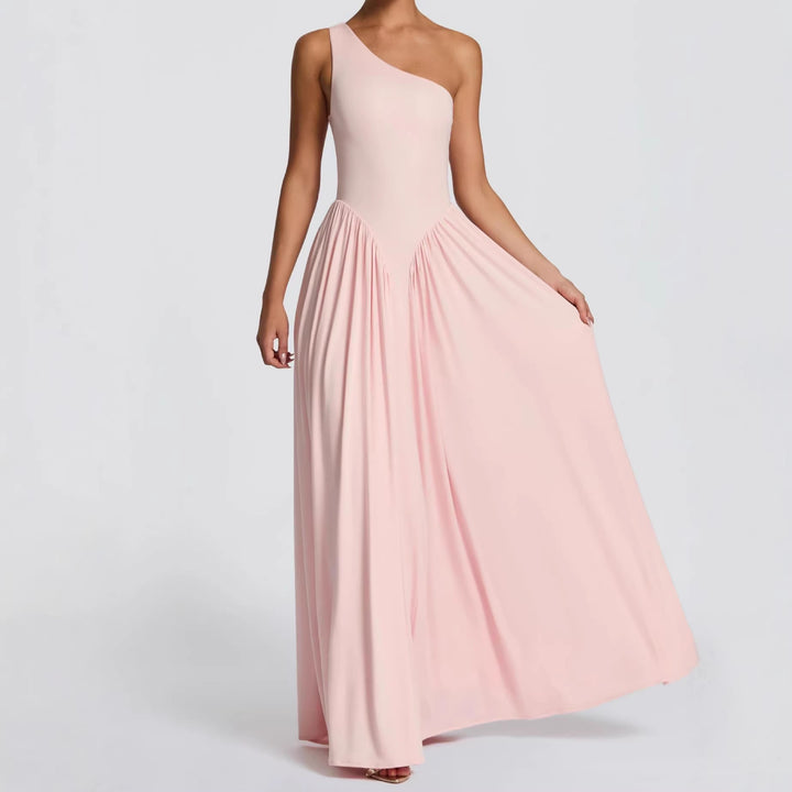 Women's maxi dress with off-shoulder design and flowing fabric StylebySassy