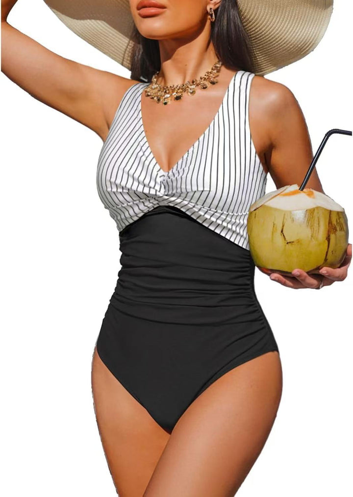 Ladies Elegant One-Piece Swimsuit with Fashionable Twist StylebySassy