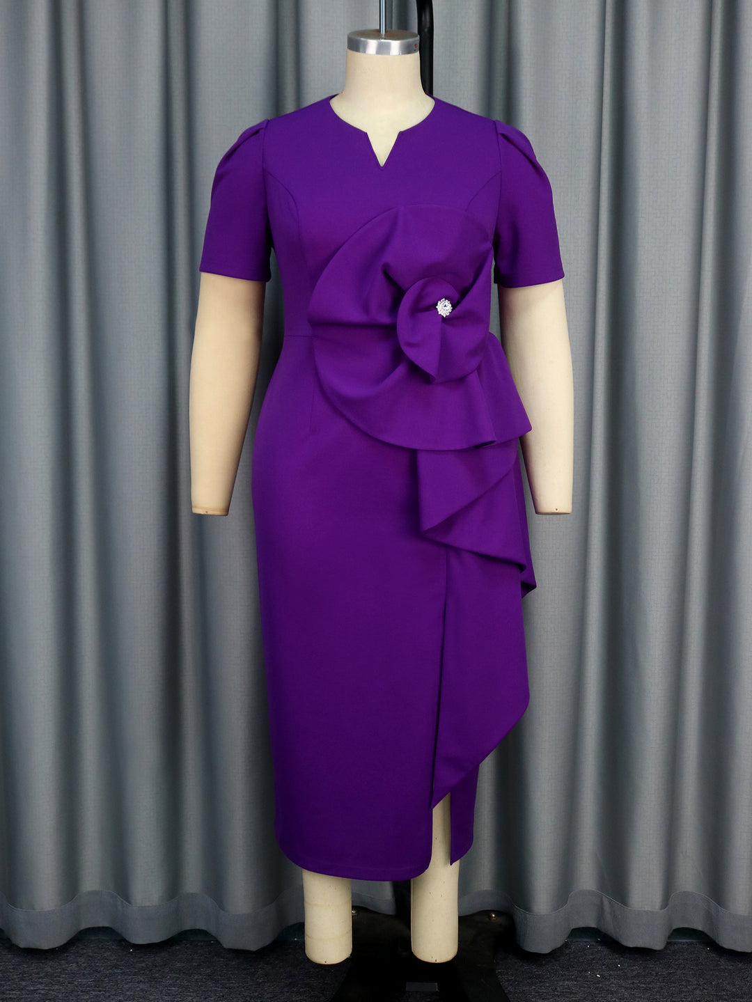 Ladies Elegant Maxi Dress with Exquisite Draping and Floral Accents StylebySassy