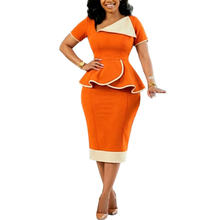 Ladies Elegant Sheath Dress with Ruffle Accents StylebySassy