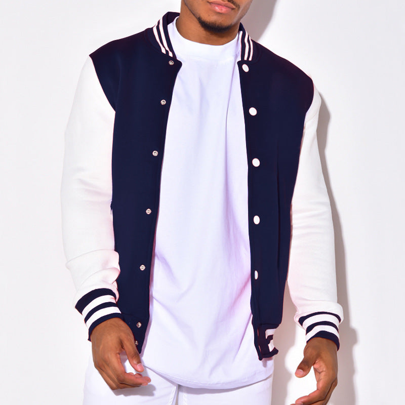 Men's Nano Retro Sports Bomber Jacket with Press Button Placket, Contrast Sleeves and Ribbed Cuffs StylebySassy