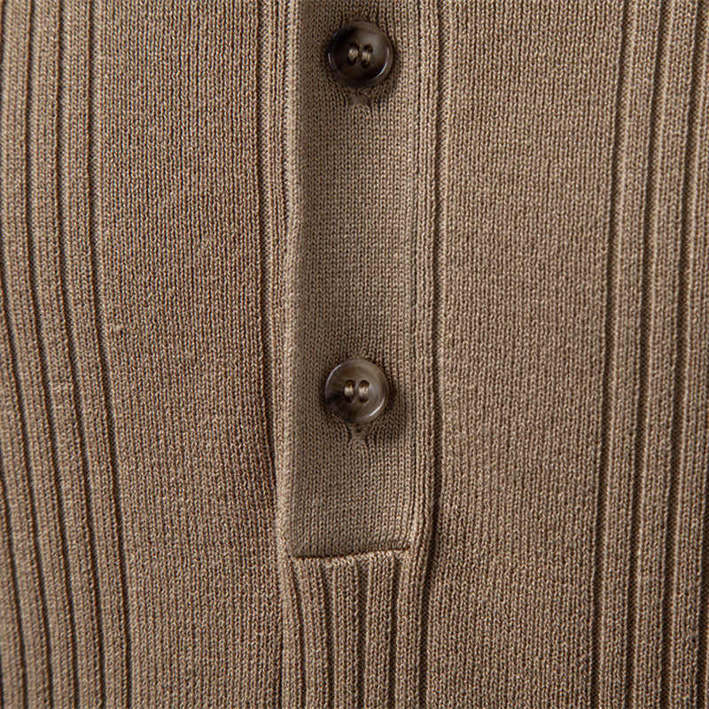 Men's short-sleeved fine knit henley with button placket StylebySassy