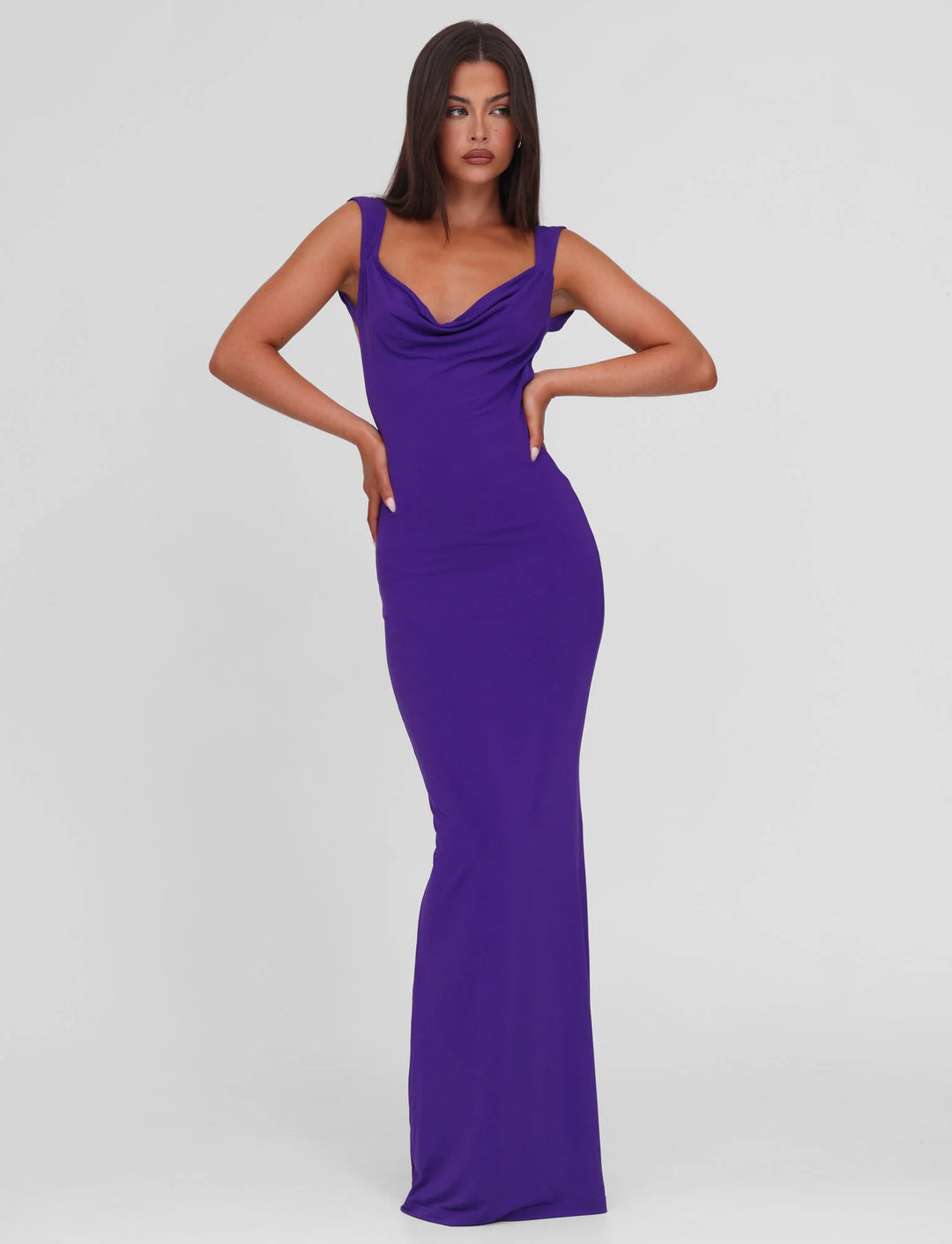 Women's body-hugging evening dress with square neckline and wide straps StylebySassy