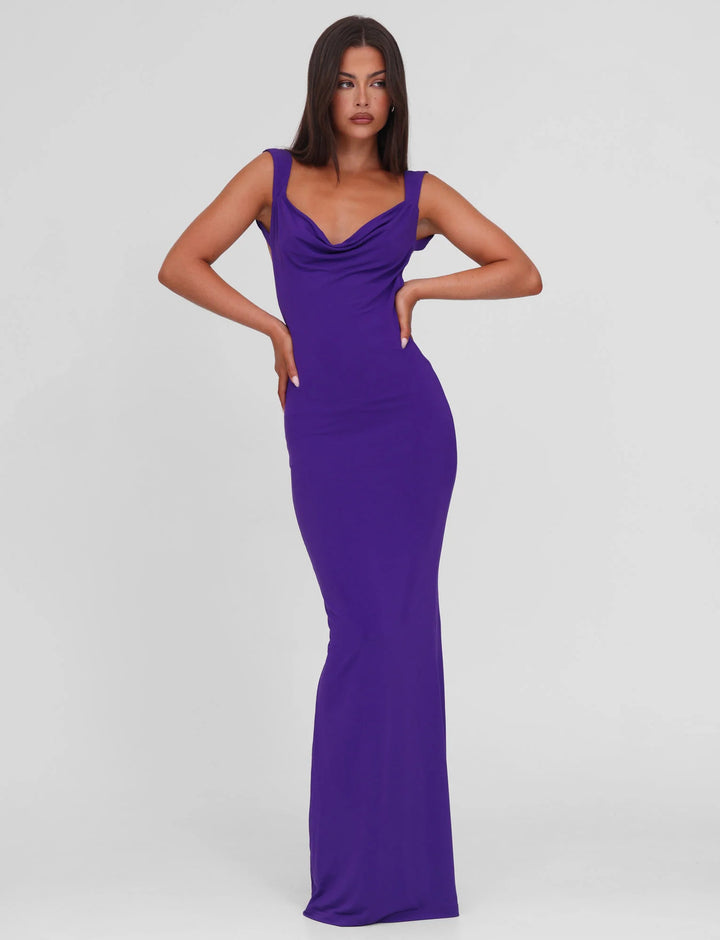 Women's body-hugging evening dress with square neckline and wide straps StylebySassy