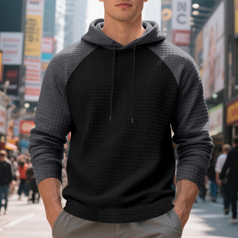 Men's quilted hoodie with raglan sleeves and drawstring StylebySassy
