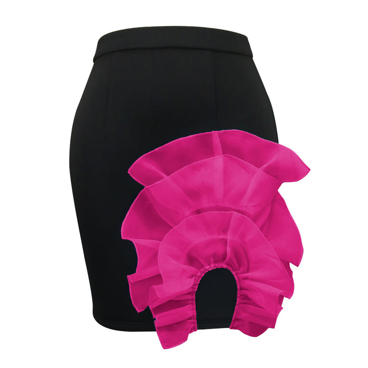 Women Elegant Skirt with Voluminous, Transparent Ruffle Hem StylebySassy